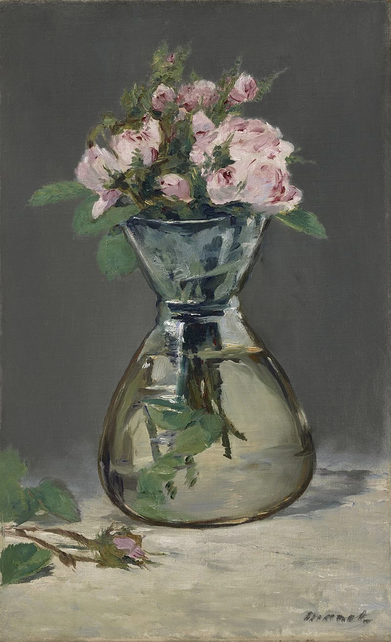  322-Édouard Manet, Rose in un vaso di vetro, 1882 